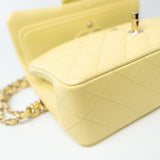 CHANEL Handbag 20S Yellow Caviar Quilted Classic Flap Small Light Gold Hardware -Knockoff
