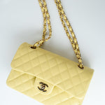 CHANEL Handbag 20S Yellow Caviar Quilted Classic Flap Small Light Gold Hardware -Knockoff
