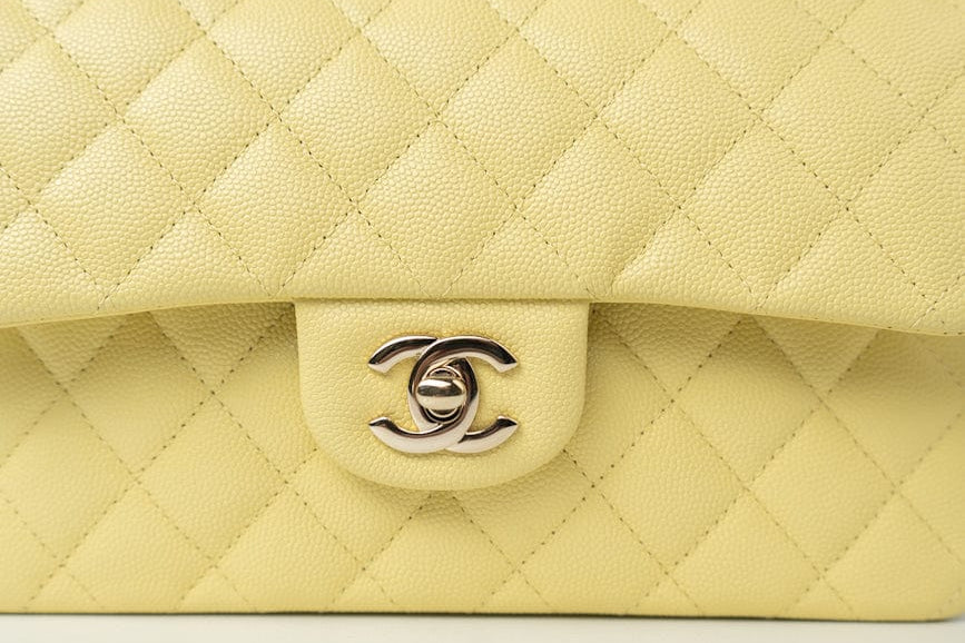 CHANEL Handbag 20S Yellow Caviar Quilted Classic Flap Small Light Gold Hardware -Knockoff
