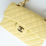 CHANEL Handbag 20S Yellow Caviar Quilted Classic Flap Small Light Gold Hardware -Knockoff
