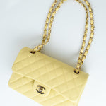 CHANEL Handbag 20S Yellow Caviar Quilted Classic Flap Small Light Gold Hardware -Knockoff
