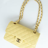 CHANEL Handbag 20S Yellow Caviar Quilted Classic Flap Small Light Gold Hardware -Knockoff
