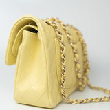 CHANEL Handbag 20S Yellow Caviar Quilted Classic Flap Small Light Gold Hardware -Knockoff
