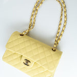 CHANEL Handbag 20S Yellow Caviar Quilted Classic Flap Small Light Gold Hardware -Knockoff
