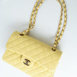 CHANEL Handbag 20S Yellow Caviar Quilted Classic Flap Small Light Gold Hardware -Knockoff
