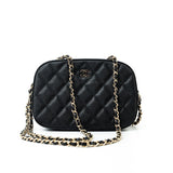 CHANEL Handbag 21A Black Caviar Quilted Camera Case Gold Hardware -Knockoff
