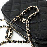 CHANEL Handbag 21A Black Caviar Quilted Camera Case Gold Hardware -Knockoff
