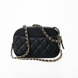 CHANEL Handbag 21A Black Caviar Quilted Camera Case Gold Hardware -Knockoff
