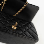 CHANEL Handbag 21A Black Lambskin Quilted Mini Top Handle Antique Gold Hardware -Knockoff
