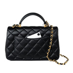 CHANEL Handbag 21A Black Lambskin Quilted Mini Top Handle Antique Gold Hardware -Knockoff
