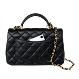 CHANEL Handbag 21A Black Lambskin Quilted Mini Top Handle Antique Gold Hardware -Knockoff
