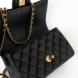 CHANEL Handbag 21A Black Lambskin Quilted Mini Top Handle Antique Gold Hardware -Knockoff
