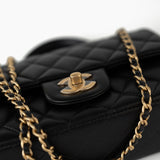 CHANEL Handbag 21A Black Lambskin Quilted Mini Top Handle Antique Gold Hardware -Knockoff
