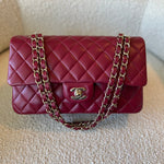 CHANEL Handbag 21A Burgundy Lambskin Quilted Classic Flap Medium LGHW -Knockoff
