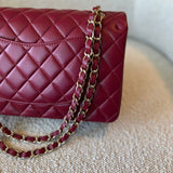 CHANEL Handbag 21A Burgundy Lambskin Quilted Classic Flap Medium LGHW -Knockoff
