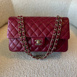 CHANEL Handbag 21A Burgundy Lambskin Quilted Classic Flap Medium LGHW -Knockoff
