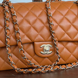 CHANEL Handbag 21A Caramel / Light Brown Caviar Quilted Classic Flap LGHW -Knockoff
