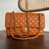 CHANEL Handbag 21A Caramel / Light Brown Caviar Quilted Classic Flap LGHW -Knockoff
