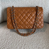 CHANEL Handbag 21A Caramel / Light Brown Caviar Quilted Classic Flap Medium LGHW -Knockoff
