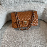 CHANEL Handbag 21A Caramel / Light Brown Caviar Quilted Classic Flap Medium LGHW -Knockoff
