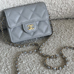 CHANEL Handbag 21A Caviar Quilted Flap Card Holder On Chain Grey -Knockoff
