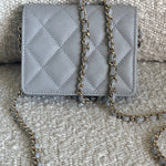 CHANEL Handbag 21A Caviar Quilted Flap Card Holder On Chain Grey -Knockoff
