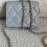 CHANEL Handbag 21A Caviar Quilted Flap Card Holder On Chain Grey -Knockoff
