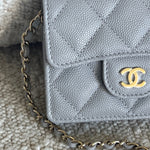 CHANEL Handbag 21A Caviar Quilted Flap Card Holder On Chain Grey -Knockoff
