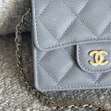 CHANEL Handbag 21A Caviar Quilted Flap Card Holder On Chain Grey -Knockoff
