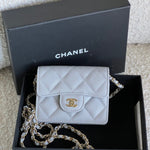 CHANEL Handbag 21A Caviar Quilted Flap Card Holder On Chain Grey -Knockoff
