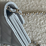 CHANEL Handbag 21A Caviar Quilted Flap Card Holder On Chain Grey -Knockoff
