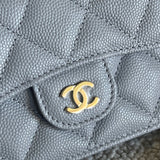 CHANEL Handbag 21A Caviar Quilted Flap Card Holder On Chain Grey -Knockoff
