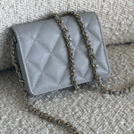 CHANEL Handbag 21A Caviar Quilted Flap Card Holder On Chain Grey -Knockoff
