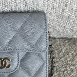 CHANEL Handbag 21A Caviar Quilted Flap Card Holder On Chain Grey -Knockoff
