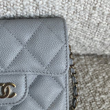 CHANEL Handbag 21A Caviar Quilted Flap Card Holder On Chain Grey -Knockoff
