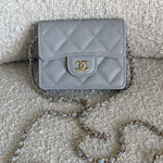 CHANEL Handbag 21A Caviar Quilted Flap Card Holder On Chain Grey -Knockoff
