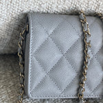 CHANEL Handbag 21A Caviar Quilted Flap Card Holder On Chain Grey -Knockoff
