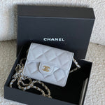 CHANEL Handbag 21A Caviar Quilted Flap Card Holder On Chain Grey -Knockoff
