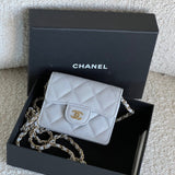 CHANEL Handbag 21A Caviar Quilted Flap Card Holder On Chain Grey -Knockoff
