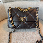 CHANEL Handbag 21A Dark Brown Lambskin Quilted 19 Flap Small MHW -Knockoff
