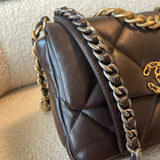 CHANEL Handbag 21A Dark Brown Lambskin Quilted 19 Flap Small MHW -Knockoff
