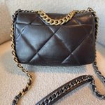 CHANEL Handbag 21A Dark Brown Lambskin Quilted 19 Flap Small MHW -Knockoff
