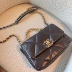 CHANEL Handbag 21A Dark Brown Lambskin Quilted 19 Flap Small MHW -Knockoff
