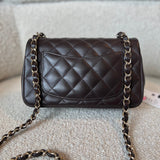 CHANEL Handbag 21A Dark Brown Lambskin Quilted Mini Rectangular Single Flap Light Gold Hardware -Knockoff
