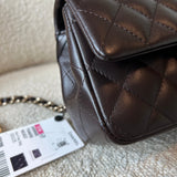 CHANEL Handbag 21A Dark Brown Lambskin Quilted Mini Rectangular Single Flap Light Gold Hardware -Knockoff
