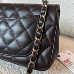 CHANEL Handbag 21A Dark Brown Lambskin Quilted Mini Rectangular Single Flap Light Gold Hardware -Knockoff
