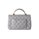 CHANEL Handbag 21A Grey Lambskin Quilted Mini Top Handle Antique Gold Hardware -Knockoff
