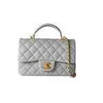 CHANEL Handbag 21A Grey Lambskin Quilted Mini Top Handle Antique Gold Hardware -Knockoff
