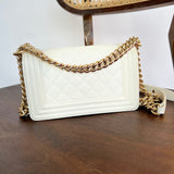 CHANEL Handbag 21A White Caviar Quilted Small Boy Bag LGHW -Knockoff
