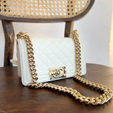 CHANEL Handbag 21A White Caviar Quilted Small Boy Bag LGHW -Knockoff
